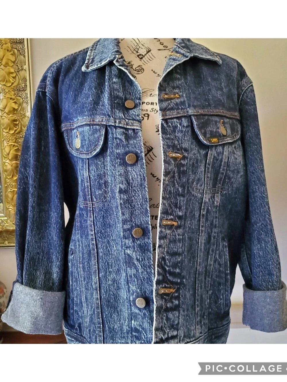 Vintage 80s Lee Riders Acid Wash Denim Trucker Jacket USA Made S